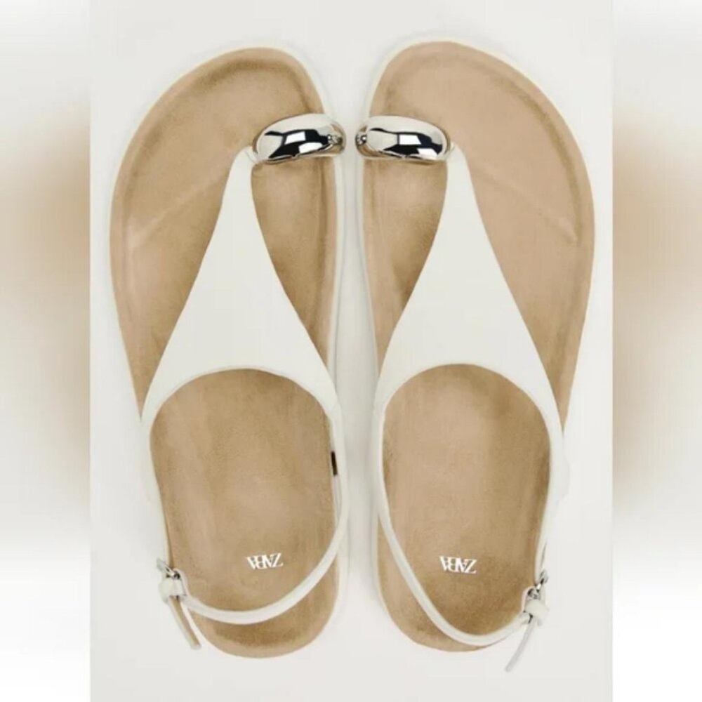 ZARA EMBELLISHED METALLIC LEATHER SANDALS